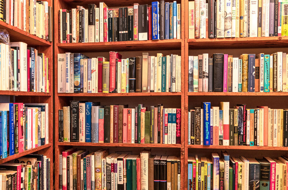 Books on library shelf